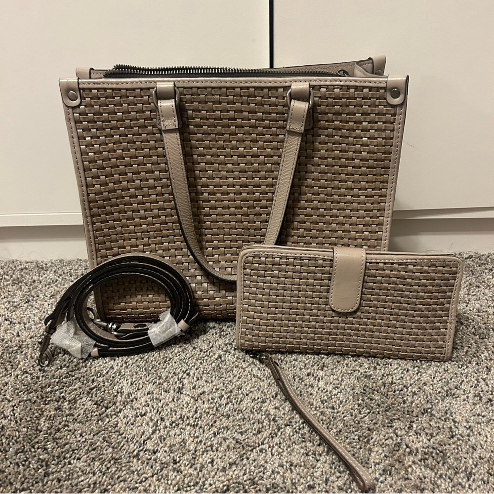 Patricia Nash Chic Woven Tote and Wallet Set